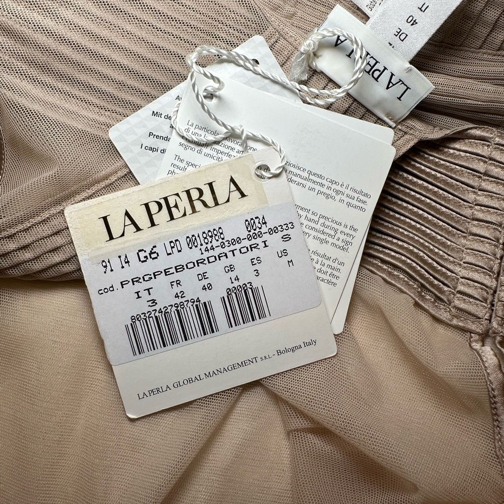 La Perla NWT Silk Blend Sheer Teddy Dress Tan - Picture 16 of 16